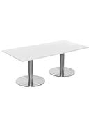 Athena White Rectangular Office Table - Chrome Base