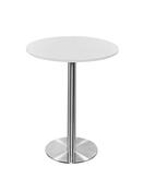 Athena White Round Podium Table - Chrome Base
