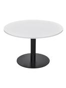 Athena White Round Office Table - Black Base