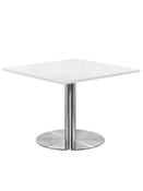 Athena White Square Office Table - Chrome Base