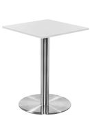 Athena White Square Podium Table - Chrome Base
