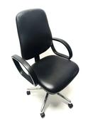 ♻️ Used Black Leather THOMAS MONTGOMERY Operator Chair - Fixed Arms image