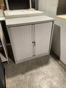 Used Bisley 1m Office Tambour Cabinet - Goose Grey
