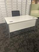 Used White Bench Style Office Desk – Silver Legs image