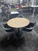 Used Walnut Round Table - Black Base