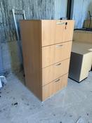Used Beech 4 Drawer Side Filing Cabinet
