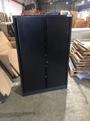 Used Black Metal Roneo 1600mm Tambour Cabinet