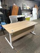 Used Urban Oak Ashford 1600mm Office Desk - White Legs