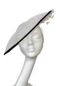 Large White Headpiece with black trim for Hire (W25)