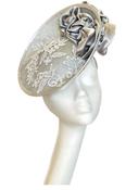 Silver Headpiece embellished with roses and lace for Hire (SG12)
