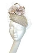 Taupe Textured Teardrop Headpiece for Hire (NB15)