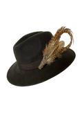 Chloe - Dark Brown Fedora with Tweed Feather Pin image