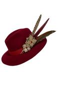 Chloe - Wine Red Fedora with Large Red Beaded Feather Pin image