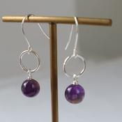 Amethyst Silver Mini Hoop Earrings image