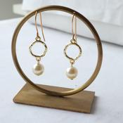 Pearl Drop Hoop Earrings