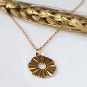 Gold Crinkle Circle Pendant