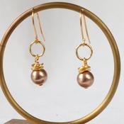 Gold Toned Pearl Earrings image