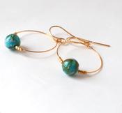 Turquoise Mosaic Gold Hoop Earrings image