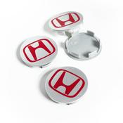Set Of 4 Slightly Curved Gray Edge Wheel Center Caps – 69mm X 62mm – No Logo Black Wheel Center Caps image