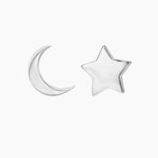 Moon Stud Earring BAMOER 925 Sterling Silver Moon &amp; Star Stud Earrings With CZ – Nickel-Free, Screw Back image