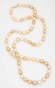 Genuine Natural 11-12mm South Sea Golden Rice Pearl Necklace – 14-36" With 14K Gold Ball Clasp South Sea Golden Pearls image