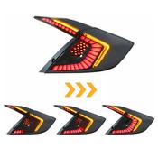 Civic Hatchback Tail Lights Black/Clear LED Tail Lights For 2013-2015 Honda Civic 4 Door Sedan | RazorMotor Pair W/ Bulbs image