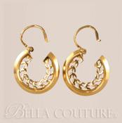 Antique Hoop Earrings 18k Gold Filled Victorian Oval Gypsy Hoop Earrings – Large 25mm – Made In Italy image