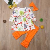 Girls New Boutique Tunic Dress With Ruffle Leggings Outfit Set - Sleeveless, Cotton/Spandex Valentine's Outfits For Girls image