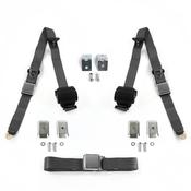 2-Point Charcoal Lap Seat Belt Kit For 1961-1966 Ford Trucks - Airplane Buckle Lap Seat Belts