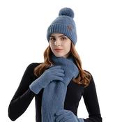 Hat And Gloves For Women Women's Winter Beanie With Fleece Lining, Pom Pom, Long Scarf, And Touchscreen Gloves Set image