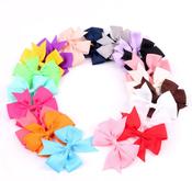 Pink Hair Bows For Toddler Girls Handmade Girls Flower Hair Bow – 3.5 Inch Grosgrain Ribbon Clip With Pink, Black, Red &amp; Dots (Alligator Clip) image