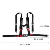 BARTOO 4-Point Racing Harness Seat Belt W/ Shoulder Pad – For ATV, UTV, Go-Kart – 2" Straps Harness Buckle