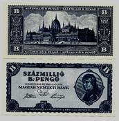 1940 Hungary 1946 Hungary 10 Quintillion Pengo Banknote – UNC P-132 – Hungarian Currency Collectible image
