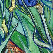 Green Floral Tie Three Rooker Van Gogh Irises Men's Necktie – Iris Garden Art Tie – Multicolor, Microfiber, NWT image