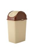 9 Gallon Trash Can With Lid Superio Slim 4.5-Gallon Trash Can With Swing Lid – Beige/Brown, For Kitchen, Bath, Office image