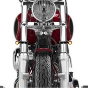 2x 41mm Fork Mount LED Turn Signals – Amber Bullet Lights – Chrome Housing – 12V Motorcycle Turn Signals Led image