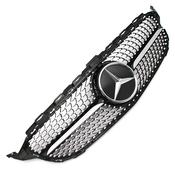 Mercedes Benz Grills WPKMOTORS Black Mesh Grille With Emblem – For Mercedes-Benz W205 C200 C300 2019-2021 image