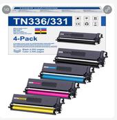Cool Toner 4-Pack Compatible Toner Cartridges For Brother TN-336 TN336 – Black, Cyan, Magenta, Yellow – For HL-L8350CDW MFC-L8850CDW Series Tn336 Brother Toner image