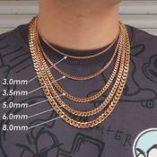 H&amp;J Jewelry Stainless Steel Cuban Curb Link Chain – 24 Inch, 3mm Wide, Silver, Unisex 14K Gold image