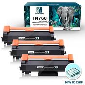3 TN760 Toner Cartridges + 1 DR730 Drum For Brother Printers - 4-Pack Tn 760 Toner image