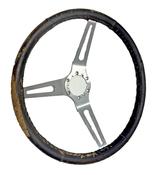 Forever Sharp 14 Inch Polished Aluminum Steering Wheel – Black Grip, 6 Hole, Includes Horn Button &amp; Half Wrap 6 Hole Steering Wheel image