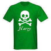 Personalised Pirate T-Shirt For Kids - Skull &amp; Crossbones - Any Name - Boys &amp; Girls Skeleton Pirate Costume image
