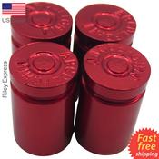 4x Bullet Shell Style Tire Valve Caps – Blue, Aluminum/Copper, Universal Fit For Cars Trucks Black Valve Stem Caps image