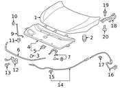 2014 Honda Accord Tail Light Genuine OEM Honda Accord Hood Support Rod (2013-2017) - Part # 74145-T2A-A00 image