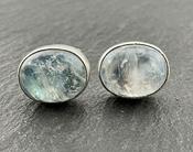 Handmade Elegant 925 Sterling Silver Natural Blue Moonstone Oval Stud Earrings Genuine Moonstone Jewelry image