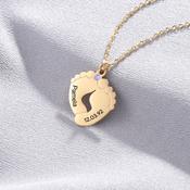Mother's Day Jewelry – New Baby Footprint Necklace With Birthstone &amp; Name – Stainless Steel Daughter Necklace From Mom image