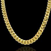 Real Gold Cuban Chain 14K Real Gold Miami Cuban Link Chain Necklace – 11mm Wide 22 Inch Solid – Unisex image
