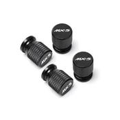 Mazda Black Metal Tire Valve Dust Caps – Anti-Theft Universal Fit – Set Of 4 – Chrome Accent Tire Caps image