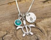 .925 Sterling Silver Heart Dangling Hawaiian Honu Sea Turtle Pendant Hawaiian Jewelry image
