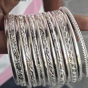 Sterling Silver Bangle Bracelets Jewellerybox Sterling Silver &amp; Crystal CZ Bangle – Simple Sparkly Plain Bangle Bracelet (925 Silver) image